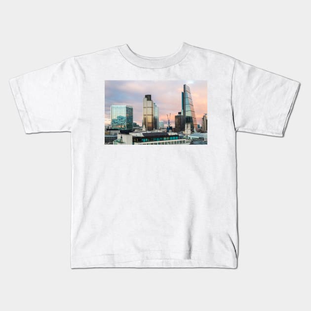City of London Evening Skyline Kids T-Shirt by GrahamPrentice